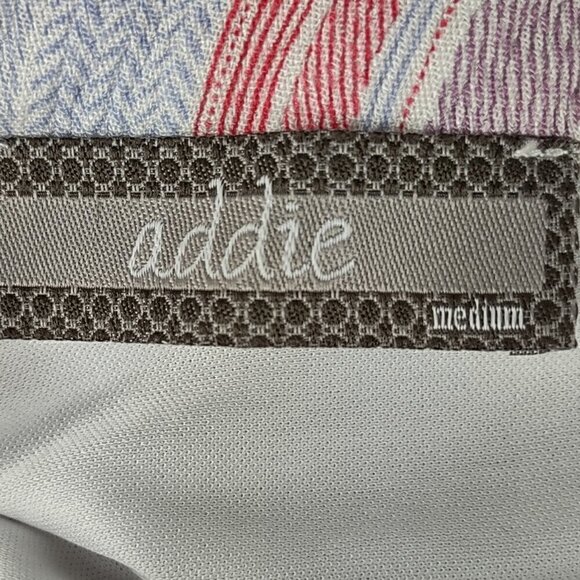 Addie Women's Red Pastel Striped Spaghetti Strap 2 Pocket Romper Size Medium - Picture 11 of 13